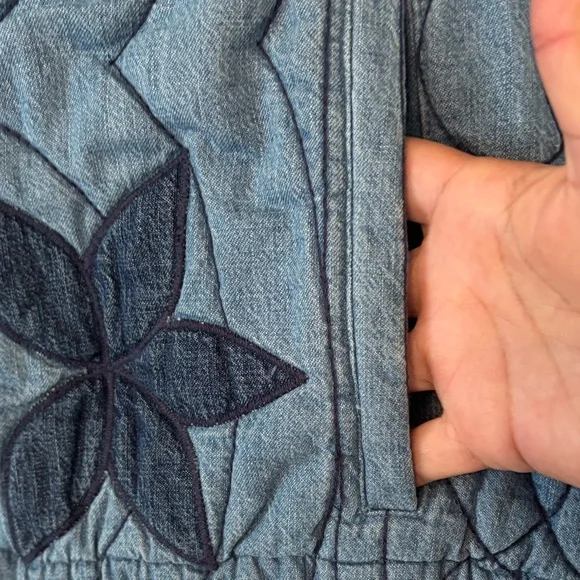 Free People Denim Blue Floral Jacket - Picture 4 of 12